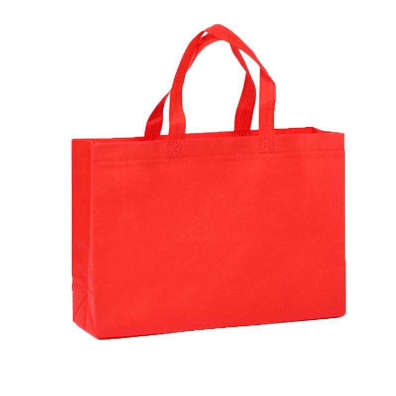 100PCS Reusable Non Woven Shopping Bags Eco Friendly Washable Tote Bags Red - 41X35X12CM