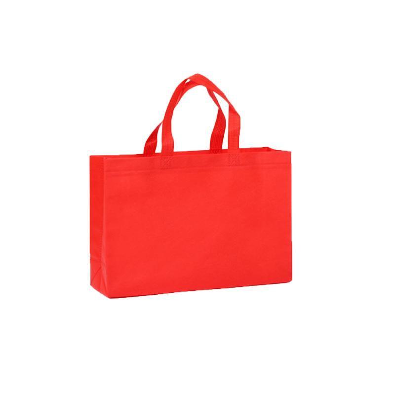 100PCS Reusable Non Woven Shopping Bags Eco Friendly Washable Tote Bags Red - 41X35X12CM