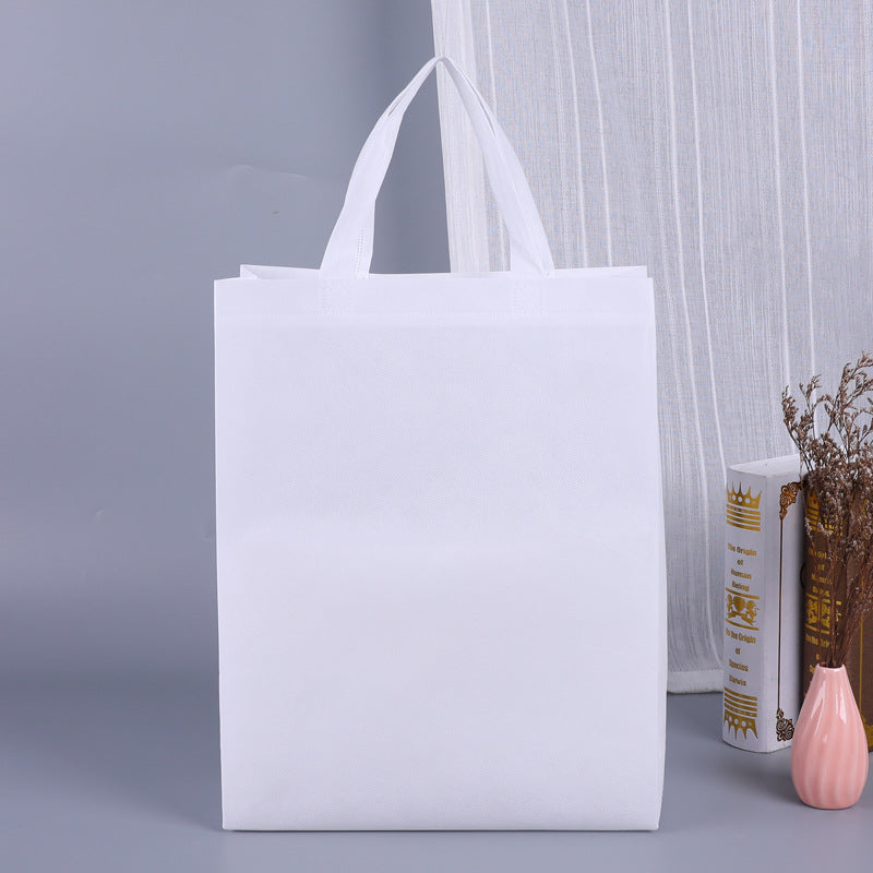 100PCS Reusable Non Woven Shopping Bags Eco Friendly Washable Tote Bags White - 35X25X10CM