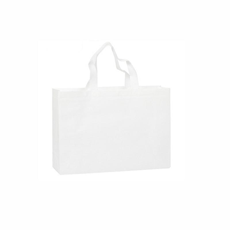 100PCS Reusable Non Woven Shopping Bags Eco Friendly Washable Tote Bags White - 35X25X10CM