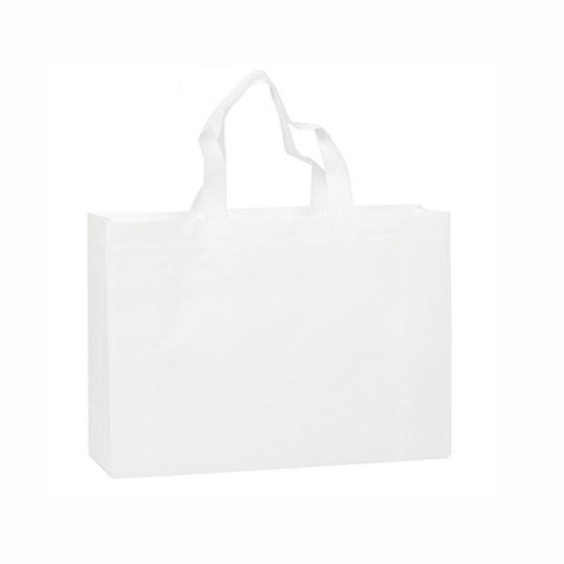 100PCS Reusable Non Woven Shopping Bags Eco Friendly Washable Tote Bags White - 35X25X10CM
