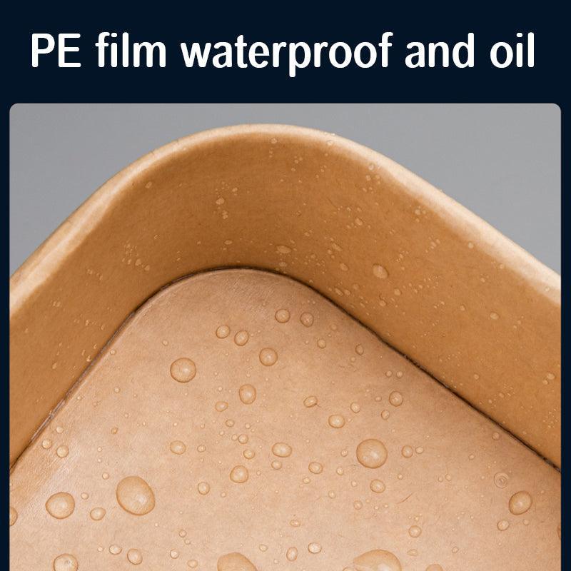 Kraft Paper Bowl for Takeaway Leak-Proof Disposable Food Container - White-Paper Lid-300pcs