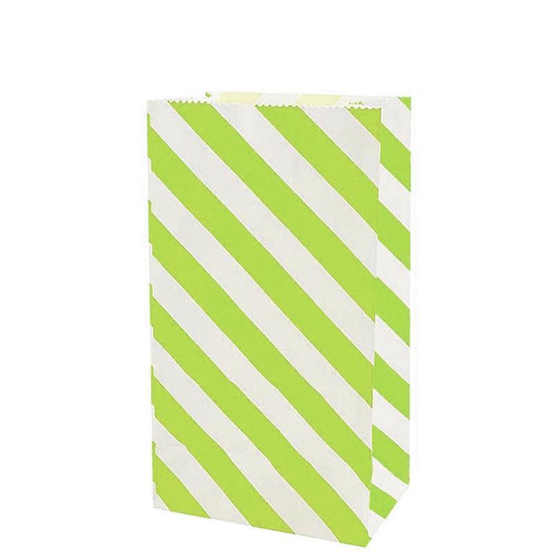 100X Colourful Plaid Kraft Paper Bag Candy Cookie Snack Cake Gift Bags 9X6X18cm - Green