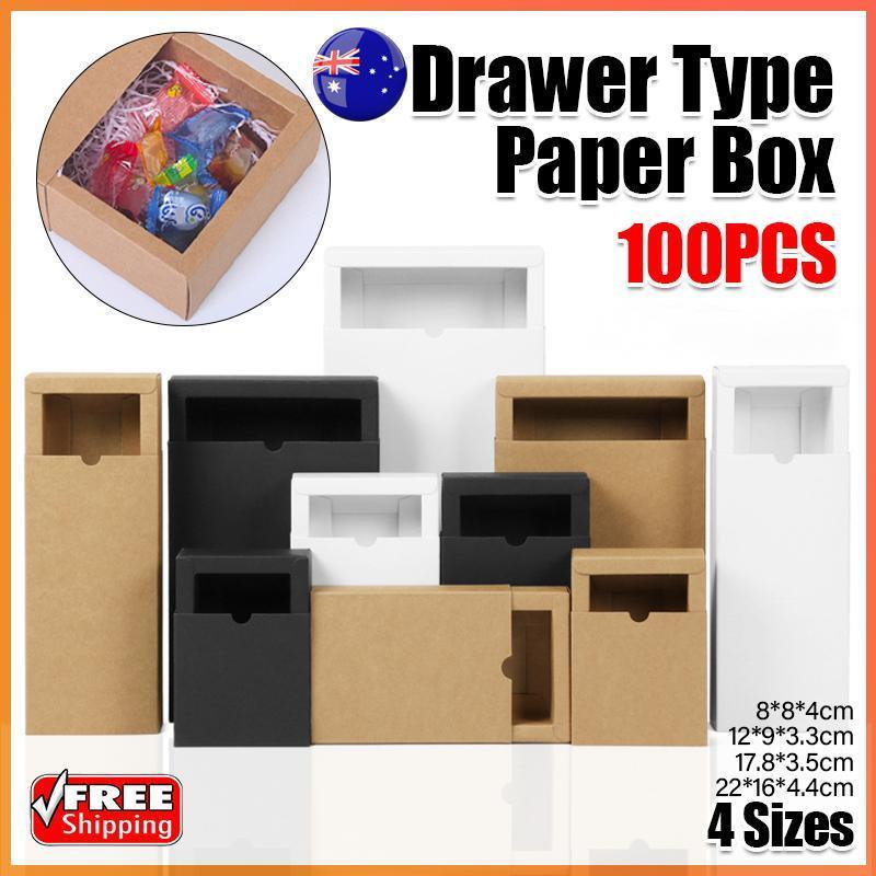 100PCS DIY Paper Box Drawer Type Jewelry Packing Box Tea Gift Cosmetics Kraft - 22*16*4.4cm