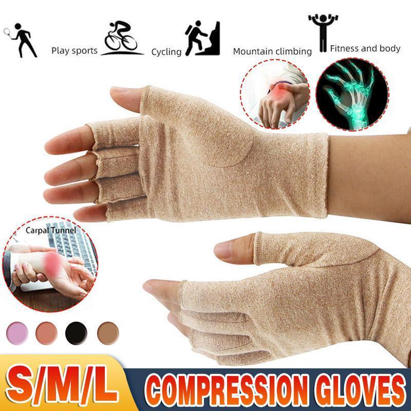 Brace Arthritis Hand Compression Gloves fingerless gloves Pain Relief Purple - L