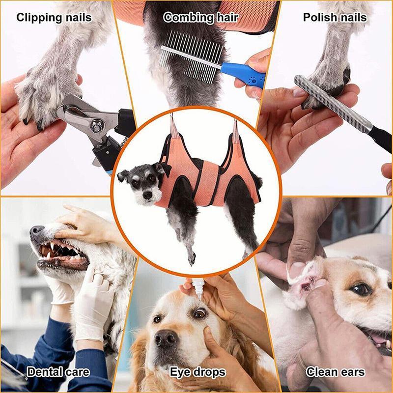 Small Pet Grooming Sling Hammock Dog Cat Restraint Bag Trimming Light Green - S