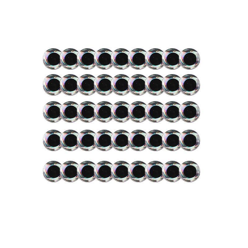 100PCS Fish Eyes 3D Holographic Lure Eyes Fly Tying Jigs Crafts Dolls - 100PCS / 5mm / Silver