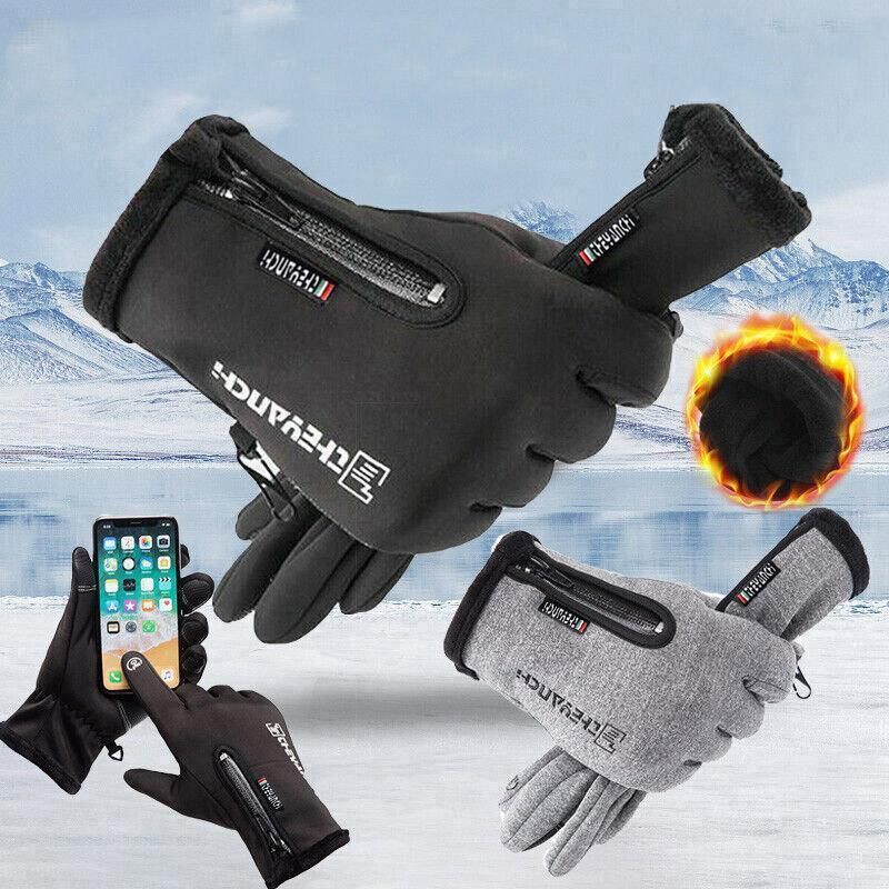 Winter Gloves Thermal Touch Screen Thermal Windproof Warm Black - L