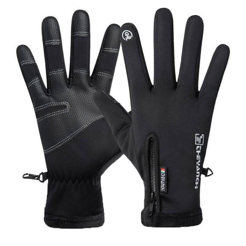 Winter Gloves Thermal Touch Screen Thermal Windproof Warm Black - L
