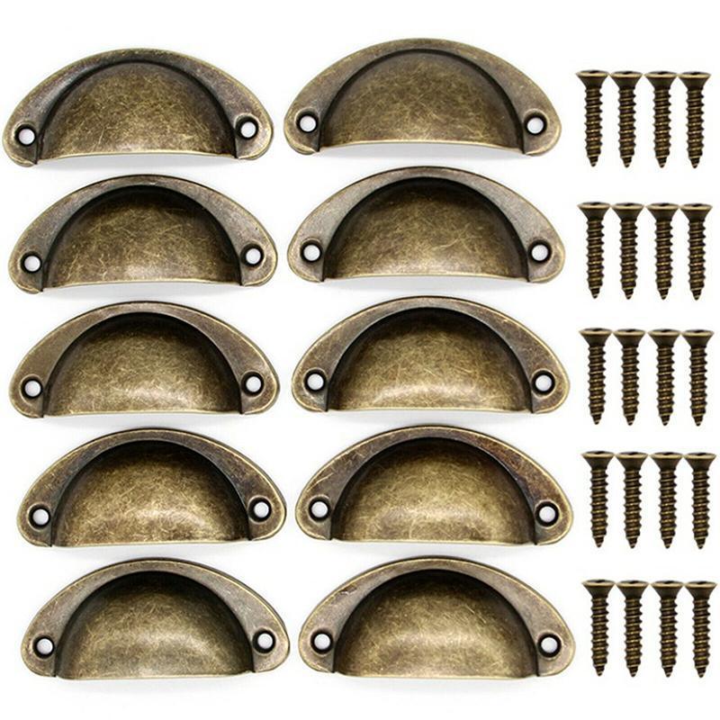 30X Modern Cup Cabinet Handle Knob Drawer Furniture Door Pull Shell Cupboard - Black