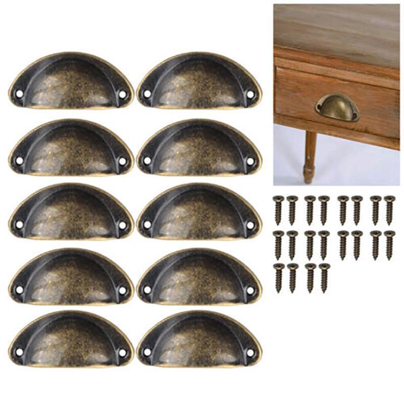 30X Modern Cup Cabinet Handle Knob Drawer Furniture Door Pull Shell Cupboard - Bronze