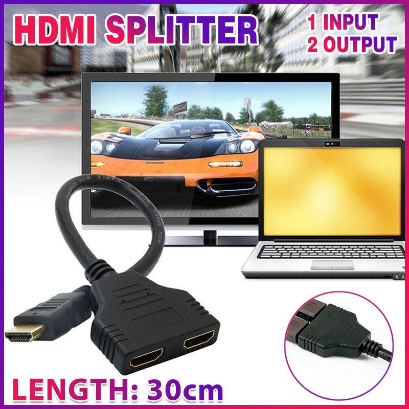 HDMI Splitter 1 In 2 Out Cable Adapter Converter 1080 Multi Display Duplicator