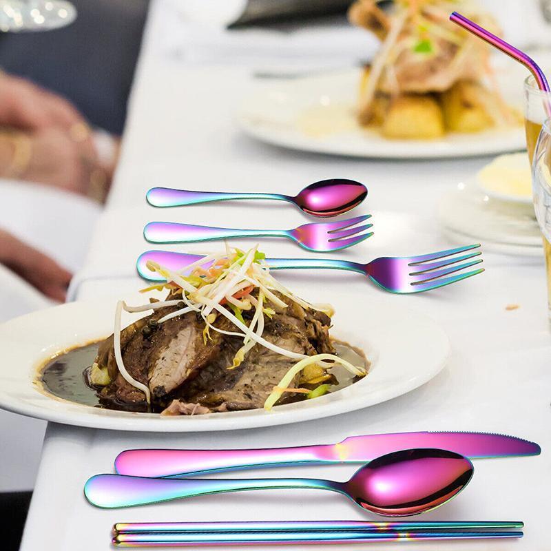 8PCS Portable Stainless Steel Travel Cutlery Set with Case for Camping Picnic Office