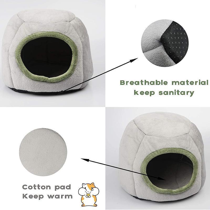 Soft Small Animal Guinea Pig Cozy Warm Pet Tent Hamster House Hideout Cave Bed - Grey-Pyramid