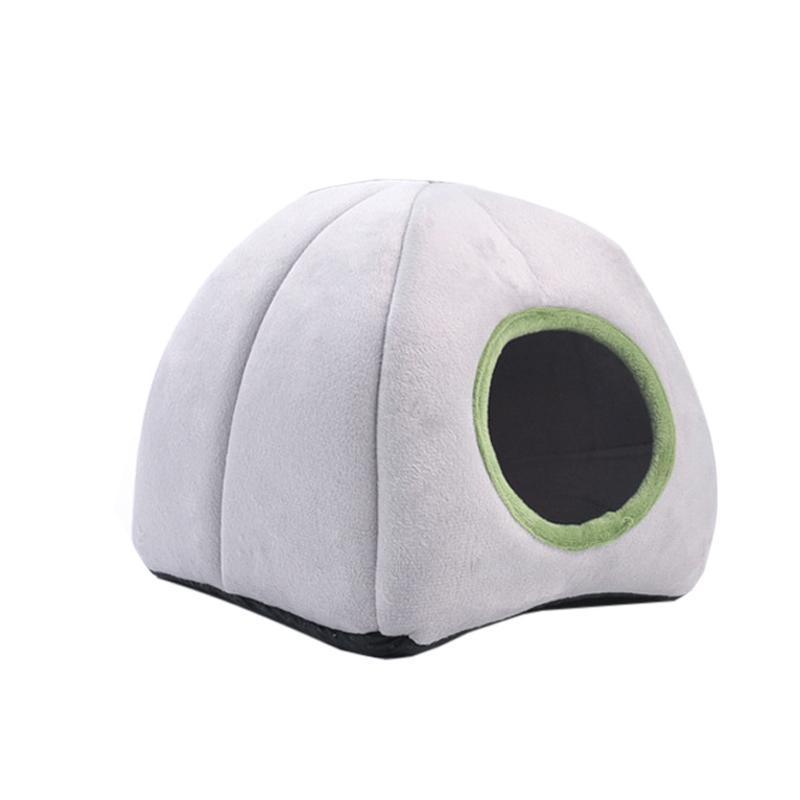 Soft Small Animal Guinea Pig Cozy Warm Pet Tent Hamster House Hideout Cave Bed - Grey-Pyramid