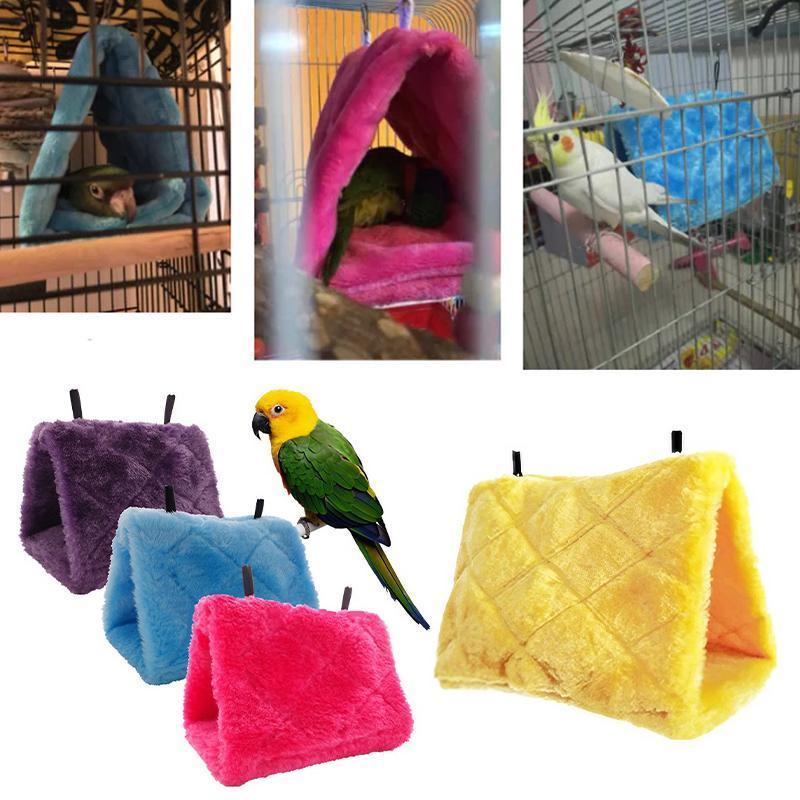 Pet Bird Parrot Parakeet Budgie Warm Hammock Cage Hut Tent Bed Hanging Cave - Rose Red