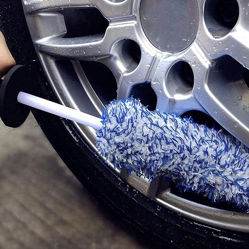 Car Wheel Cleaning Brush Tool Alloy Soft Bristle - Black+White