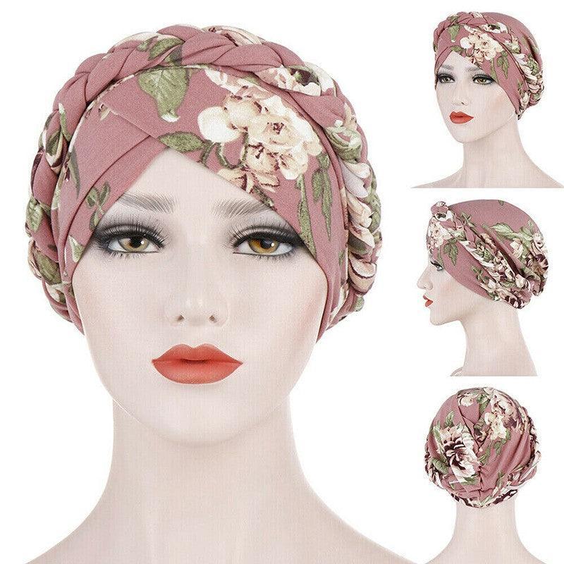 Women'S Comfort Cap Floral Pattern Chemo Head Coverings - Black and white grid