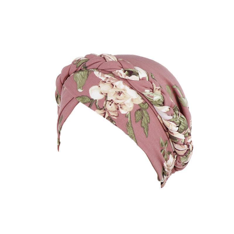 Women'S Comfort Cap Floral Pattern Chemo Head Coverings - Black and white grid