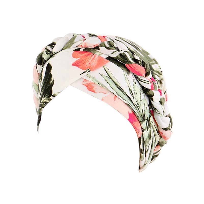 Women'S Comfort Cap Floral Pattern Chemo Head Coverings - Black and white grid