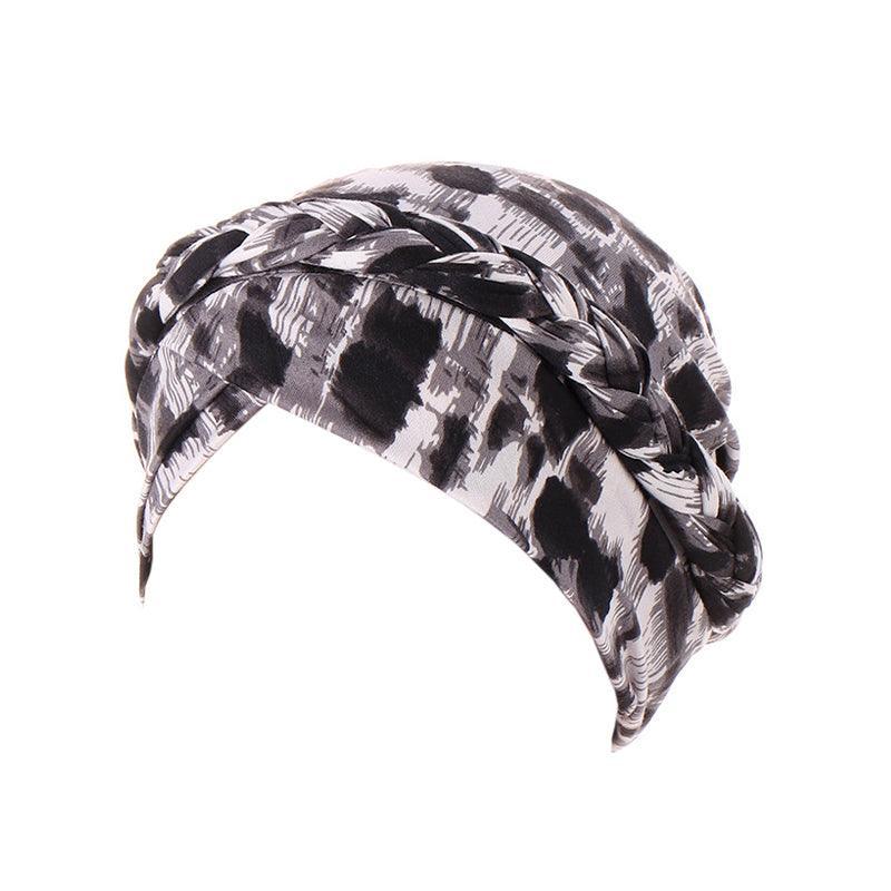Women'S Comfort Cap Floral Pattern Chemo Head Coverings - Black and white grid