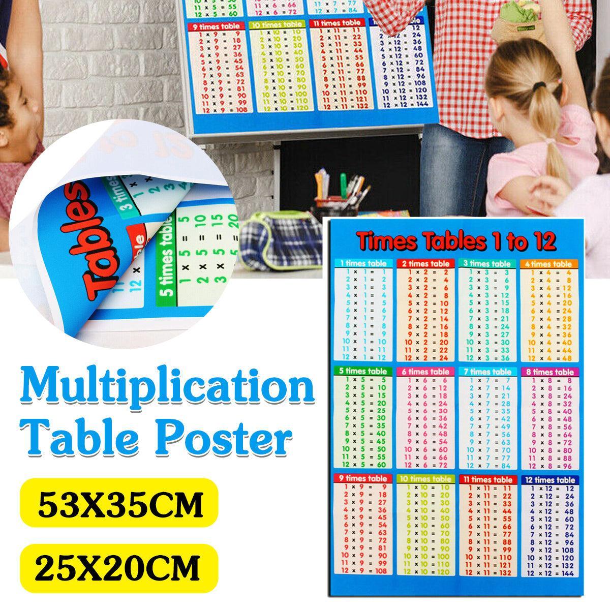 Multiplication Educational Time Tables Maths Wall Chart Poster for Learning - L - 53*35CM