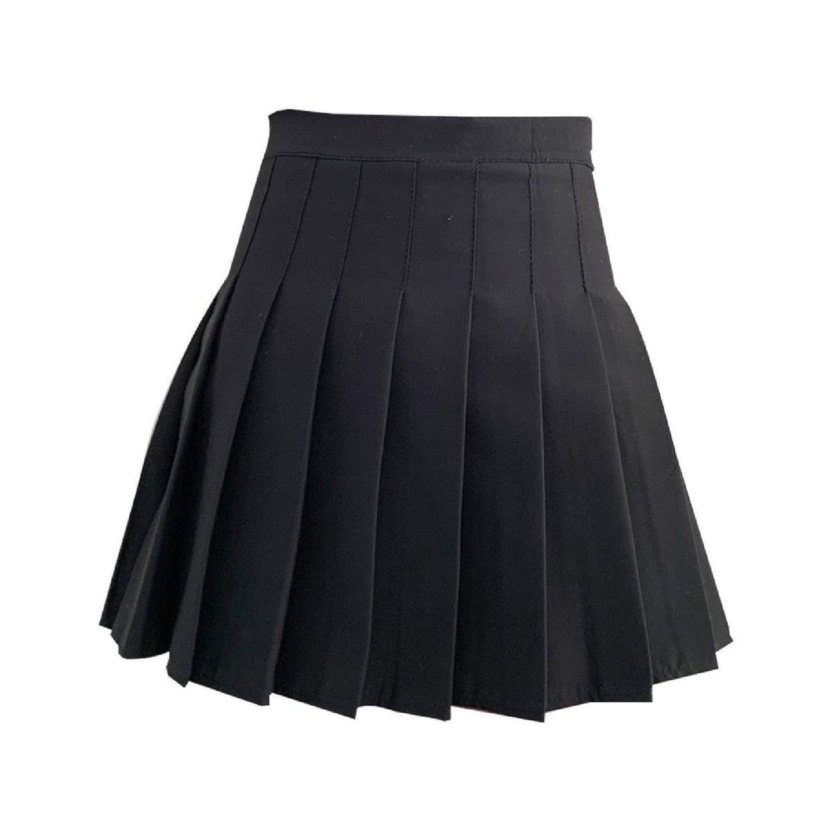 Black Women High Waist Pleated Tennis Skirt Summer Slimming - S