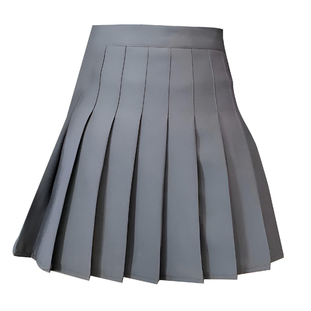 Grey Women High Waist Pleated Tennis Skirt Summer Slimming - S
