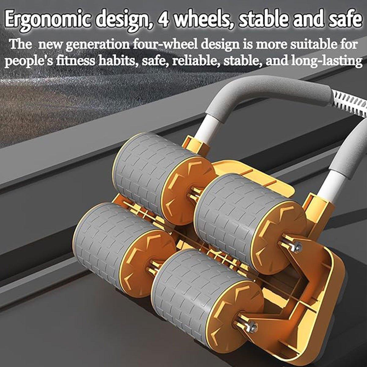 Four Wheel Abdominal Roller Automatic Rebound Ab Machine Home Fitness Equipment - Orange