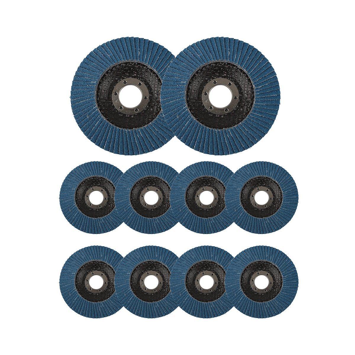 10pcs Flap Disc 40/60/80/120 Grit Angle Grinder Wheel Set Durable Sanding Tool - 40 Grit