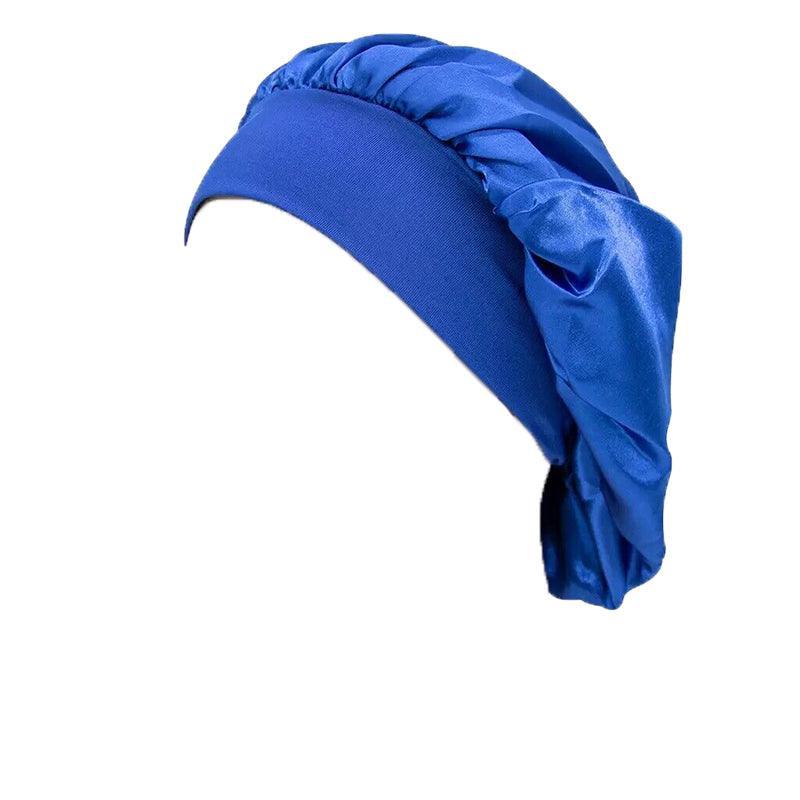Sleeping Bonnet Hair Wrap Silk Satin Cap Women Elastic Night Soft Hat Headwear - Brown