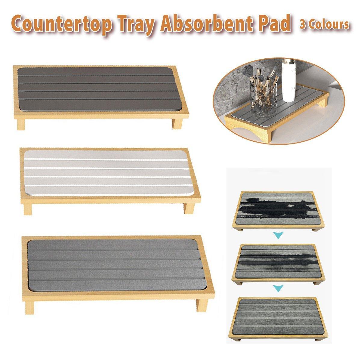 Countertop Absorbent Drainage Mat Sink Splash Pad Bathroom Tray Water Catcher - Dark Grey