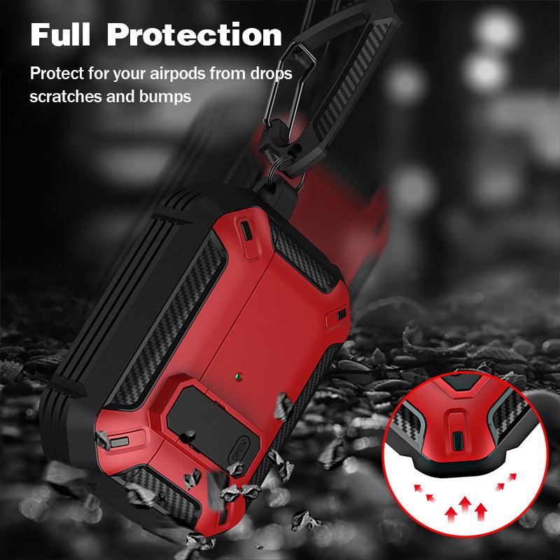 For Apple AirPods 3/Pro Case Armor Earphone Heavy Duty Shockproof Cover - Black&Blue For Airpods 3