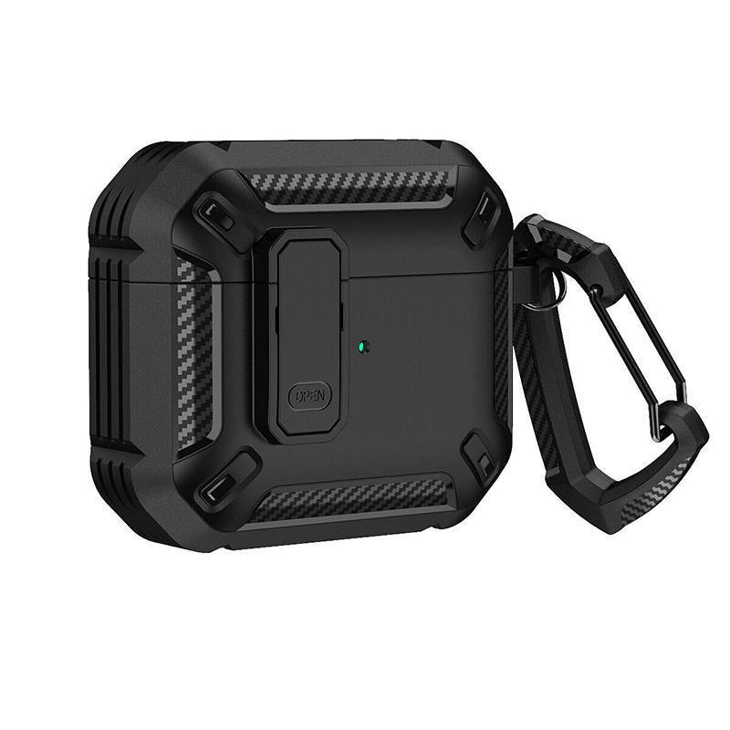 For Apple AirPods 3/Pro Case Armor Earphone Heavy Duty Shockproof Cover - Black&Green For Airpods 3