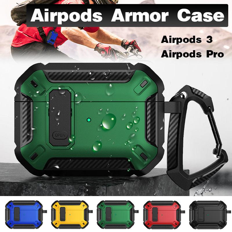 For Apple AirPods 3/Pro Case Armor Earphone Heavy Duty Shockproof Cover - Black&Red For Airpods 3