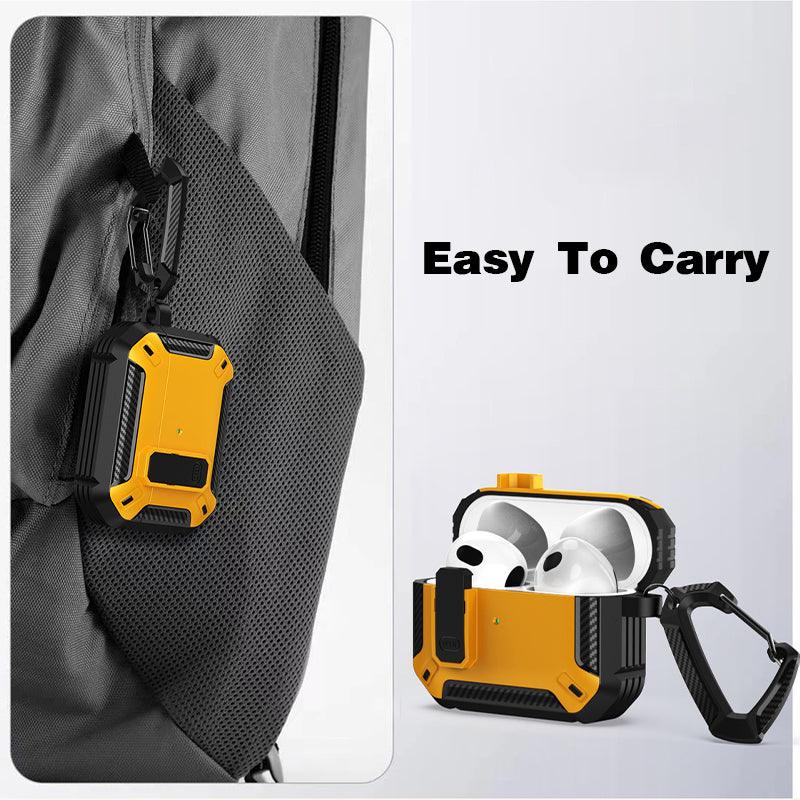 For Apple AirPods 3/Pro Case Armor Earphone Heavy Duty Shockproof Cover - Black&Yellow For Airpods 3