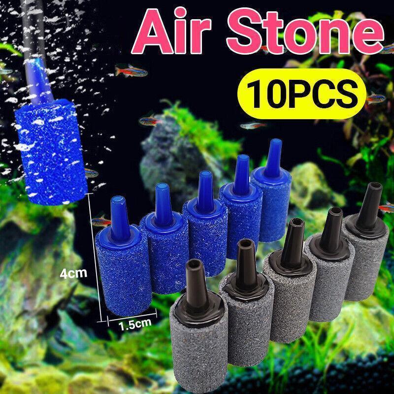 10Pcs Air Stone Aerator Diffusers for Aquarium Oxygen Bubbles - Black
