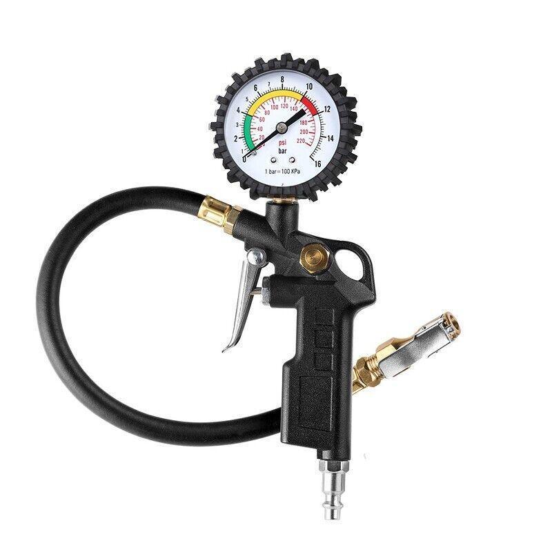 Tyre Pressure Gauge Air Tire Inflator Car Motorcycle Pump Hose Compressor Tool