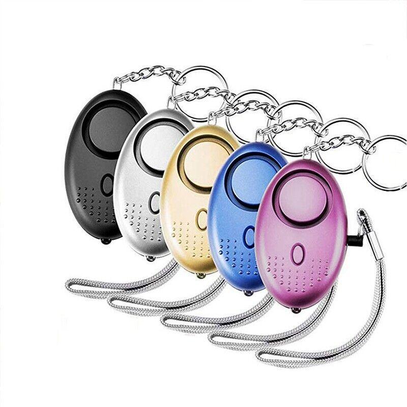 140DB Personal Alarm Keychain with LED Light for Emergency Alert and Assistance - Silver