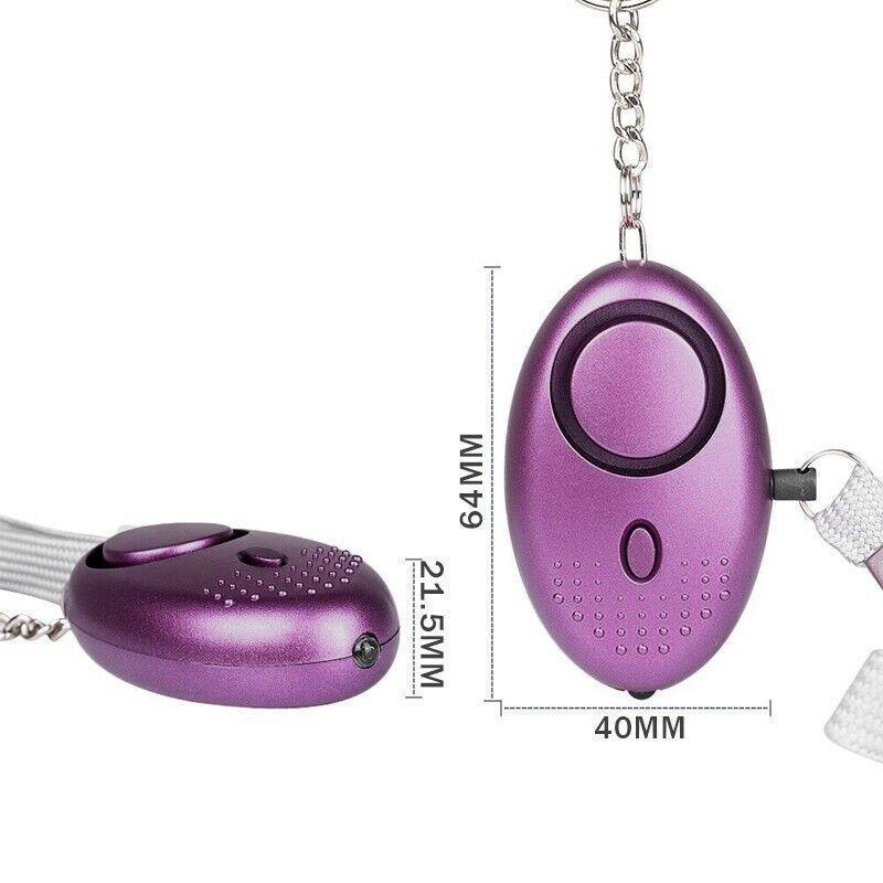 140DB Personal Alarm Keychain with LED Light for Emergency Alert and Assistance - Silver