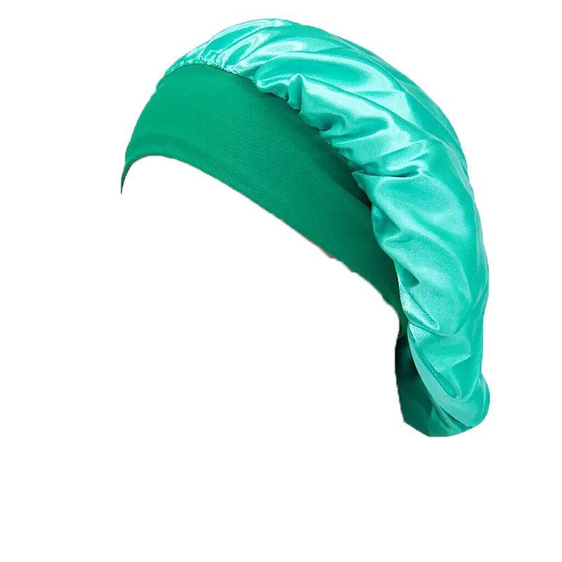 Sleeping Bonnet Hair Wrap Silk Satin Cap Women Elastic Night Soft Hat Headwear - Light green