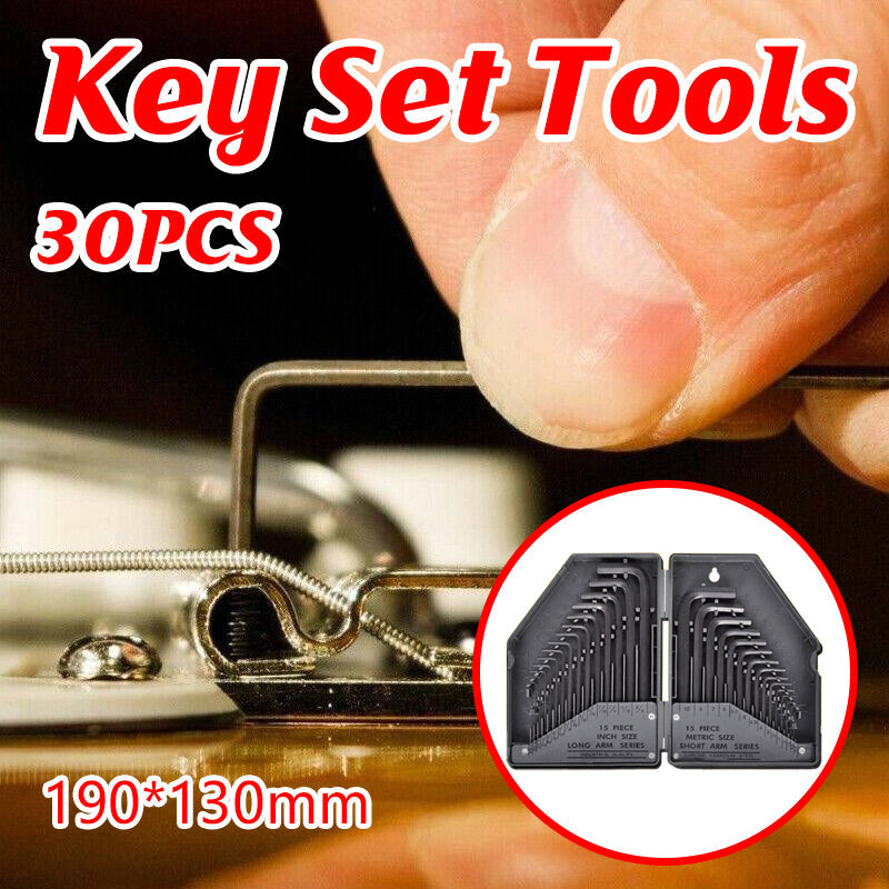 30Pcs Hex Key Metric &amp; Imperial Allen Alan Allan Key Set Tools Kit Crv Au Stock