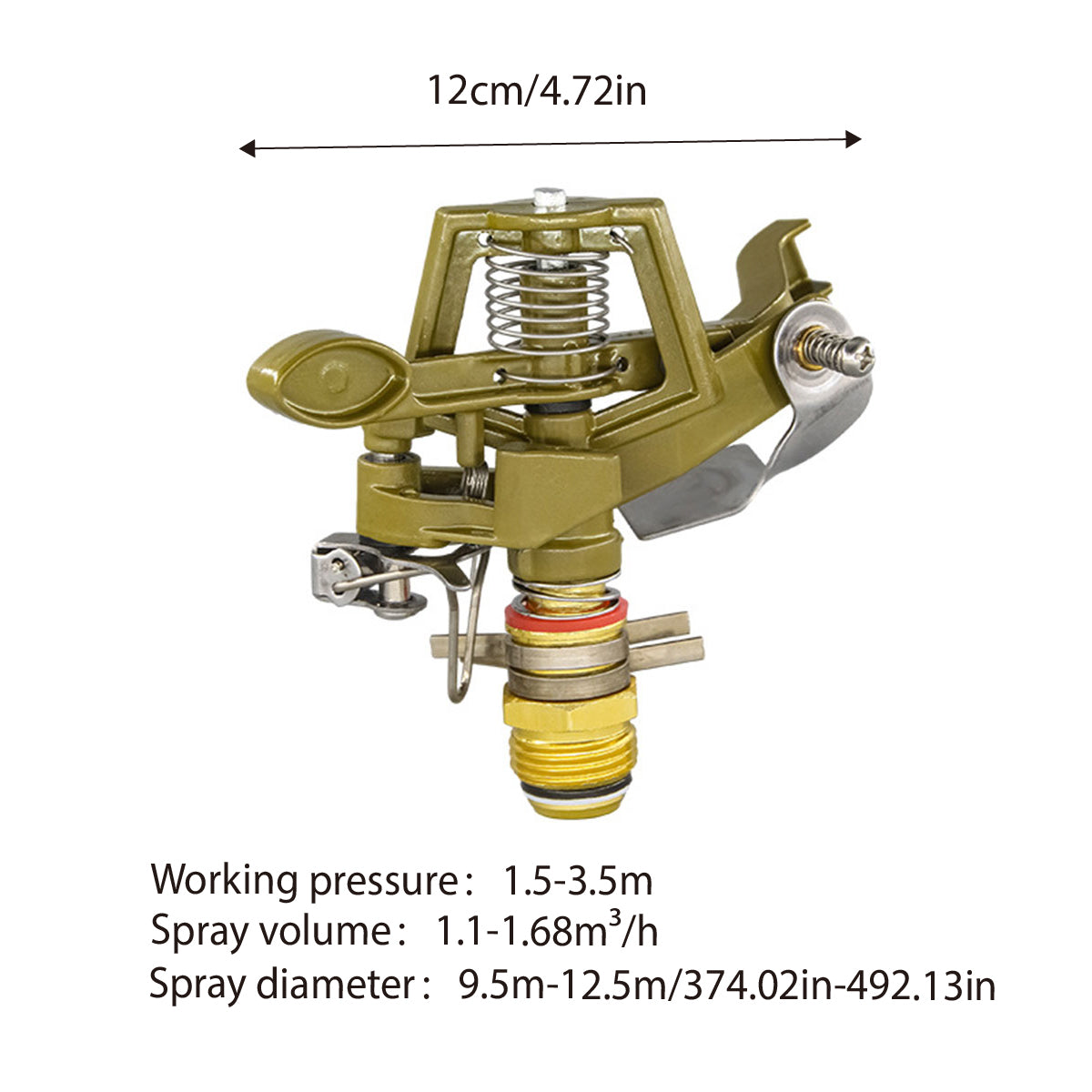 360 Degrees Alloy Sprinkler Head Garden Lawn Rotating Nozzle Adjustable Angle Durable
