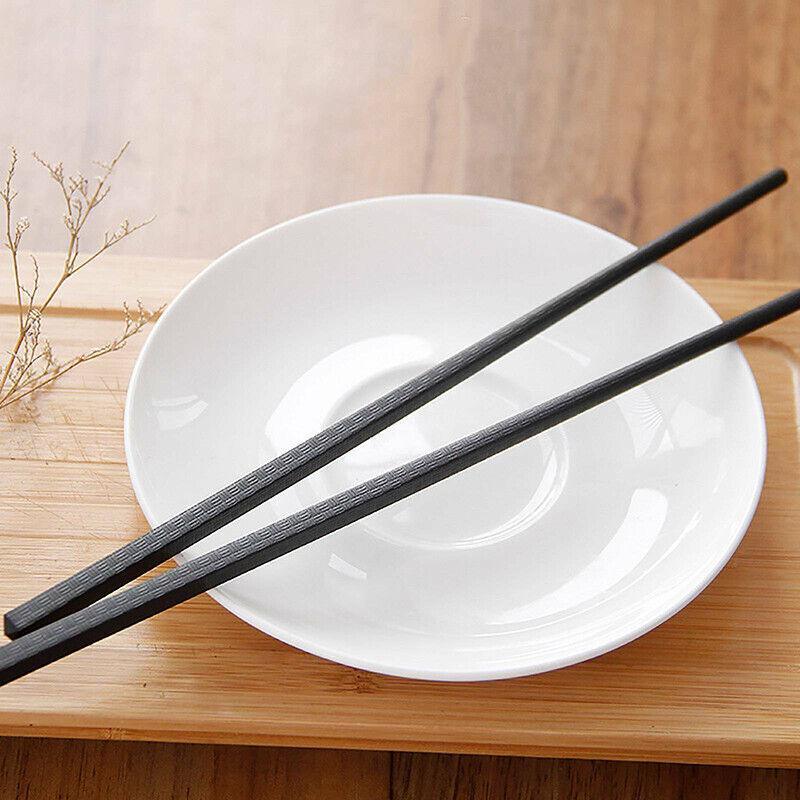 5 Pairs Premium Quality Alloy Chinese Japanese Chopsticks Dishwasher Safe Black