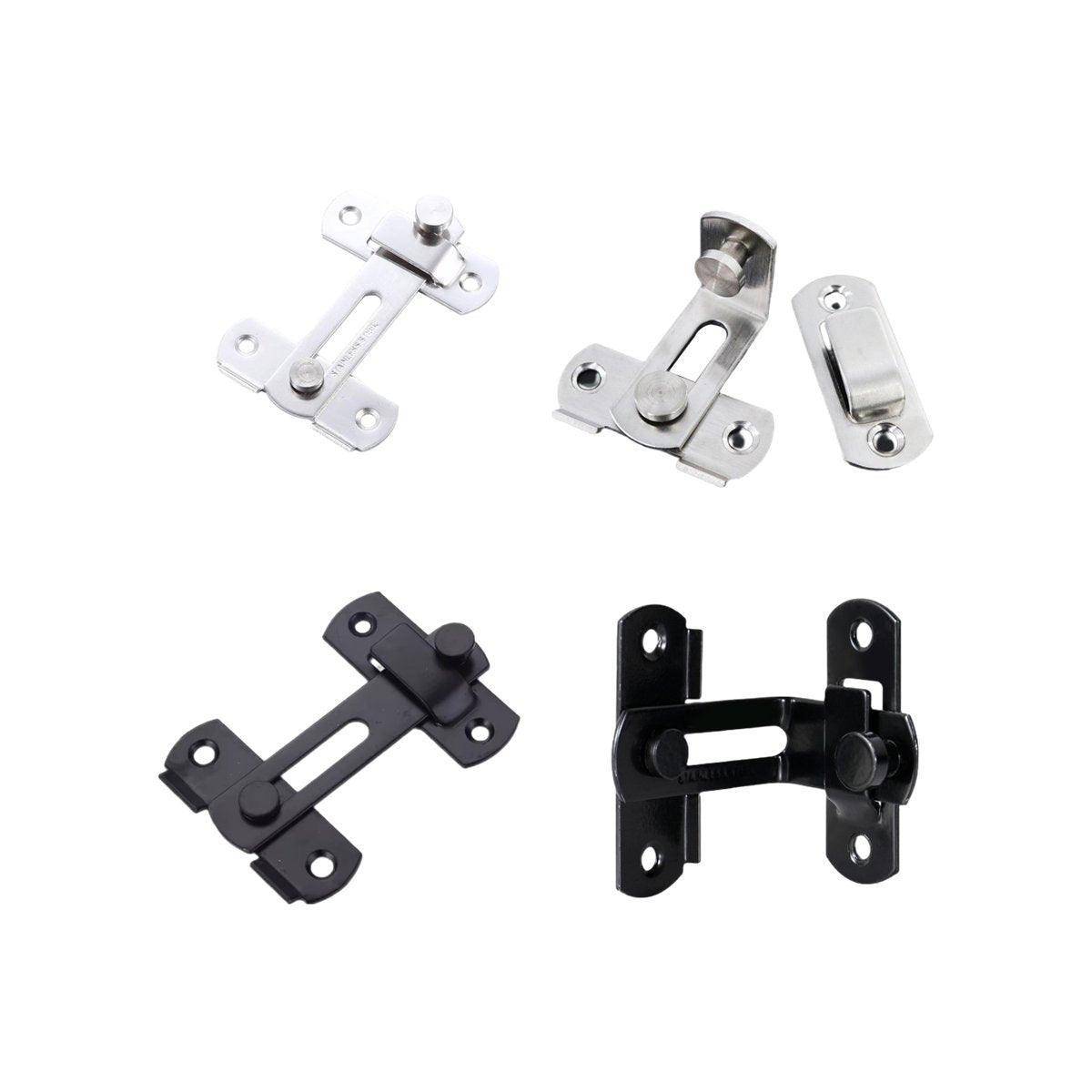 2 Sets 90 Degree Sliding Door Latch Lock Catch Kit for Home Use - Right-Angle-Black-S