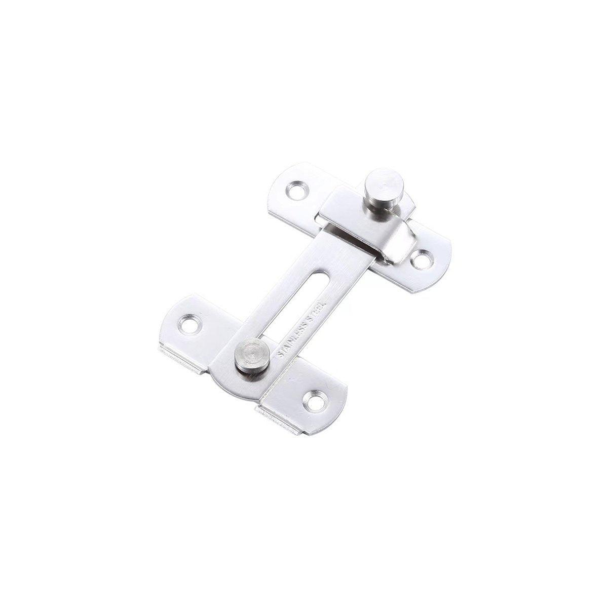 2 Sets 90 Degree Sliding Door Latch Lock Catch Kit for Home Use - Right-Angle-Silver-L