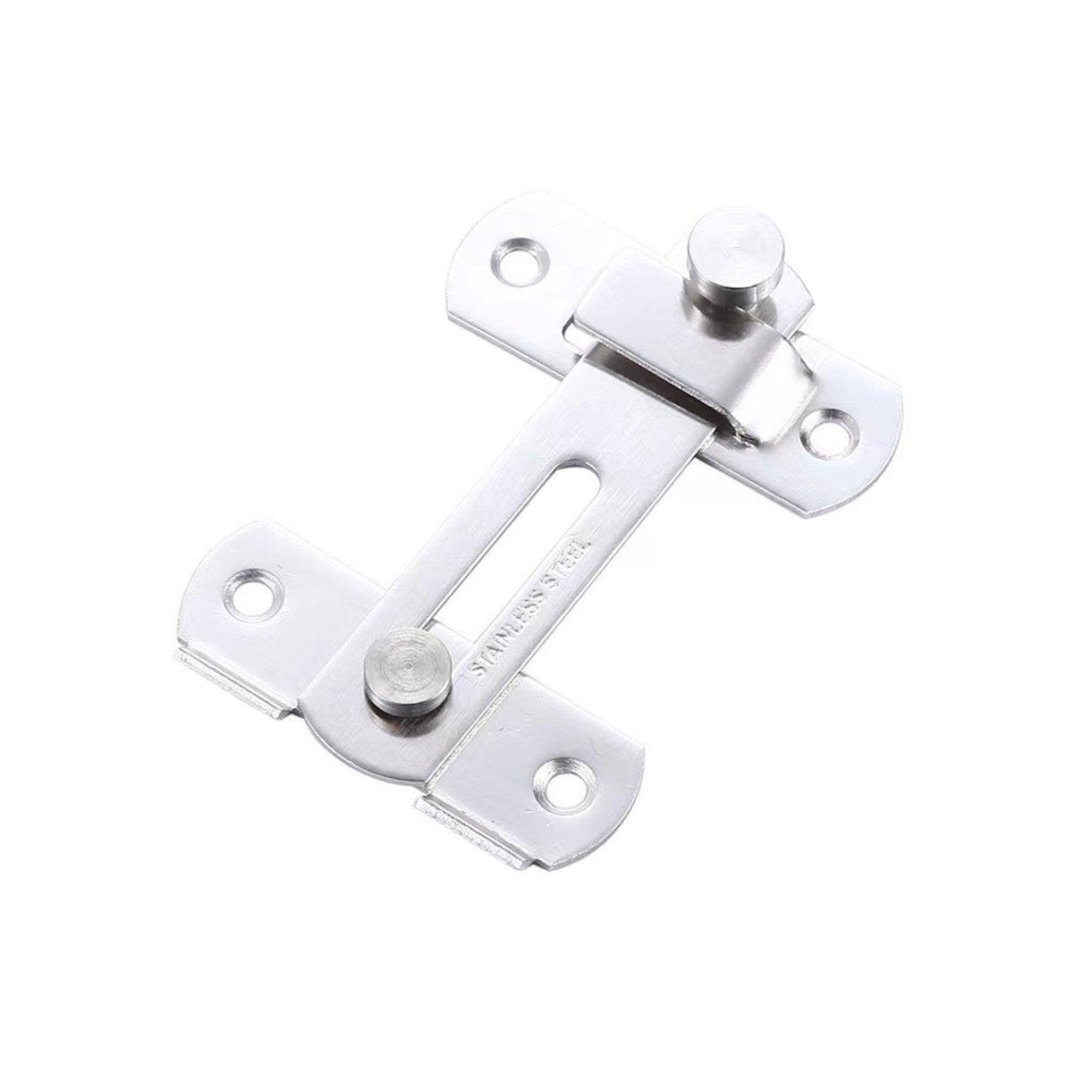 2 Sets 90 Degree Sliding Door Latch Lock Catch Kit for Home Use - Right-Angle-Silver-S