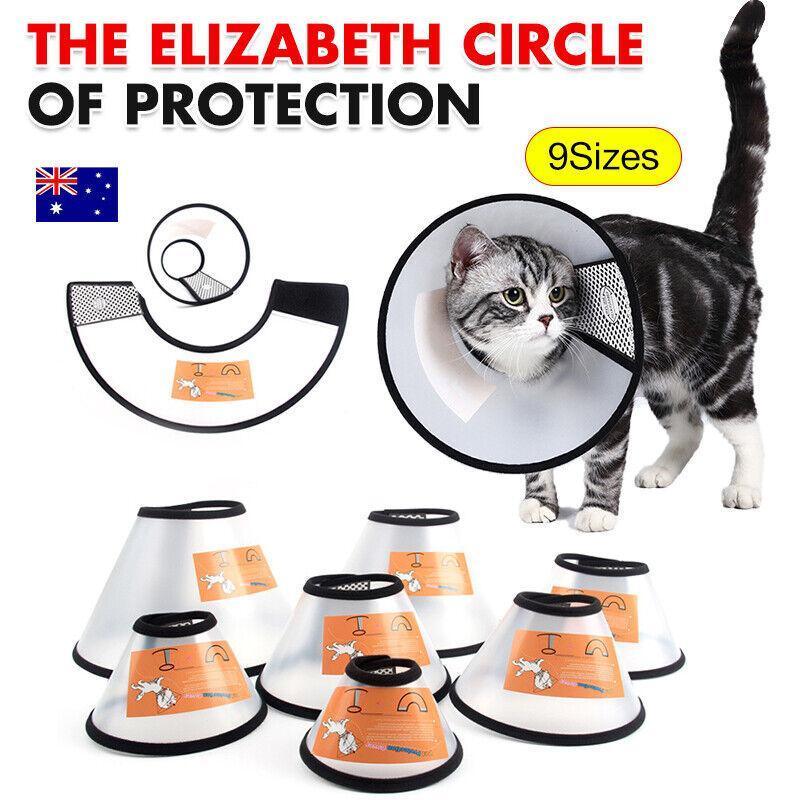 Pet Dog Cat Cone Protective Collar Wound Healing Medical Elizabethan E-Collar Au - 2+#(38-44CM  depth: 18.5CM)