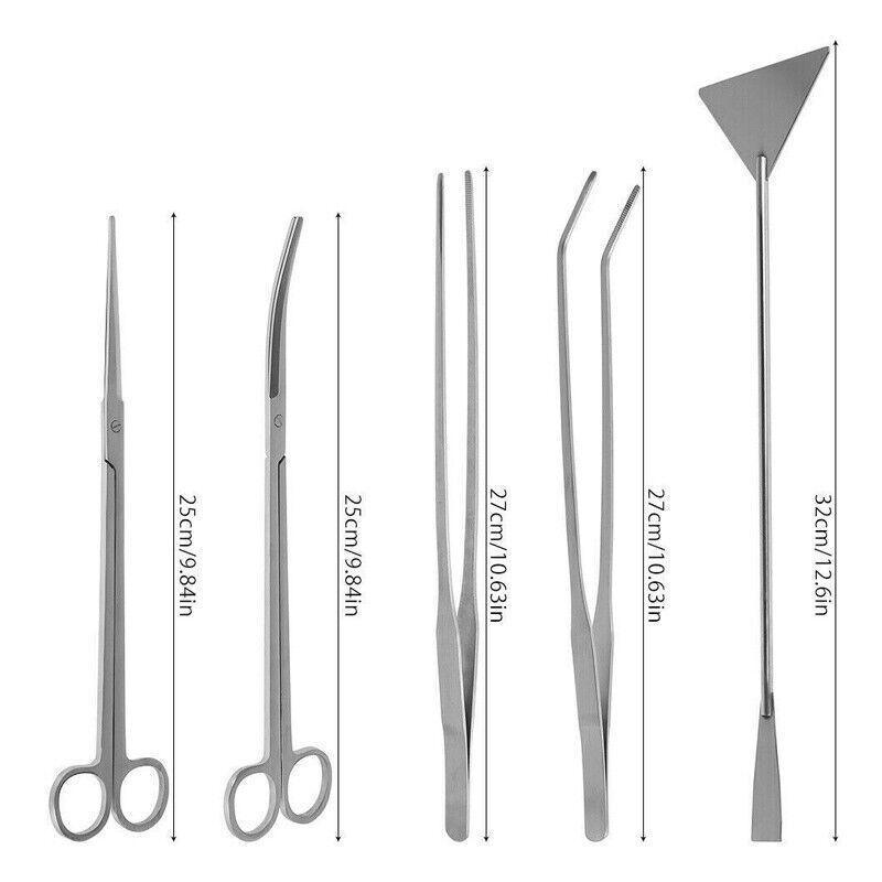 Stainless Steel Aquarium Tool Set Tweezers Scissors Spatula Kit 4 5 6PCS - 4PCS Tool + Bag
