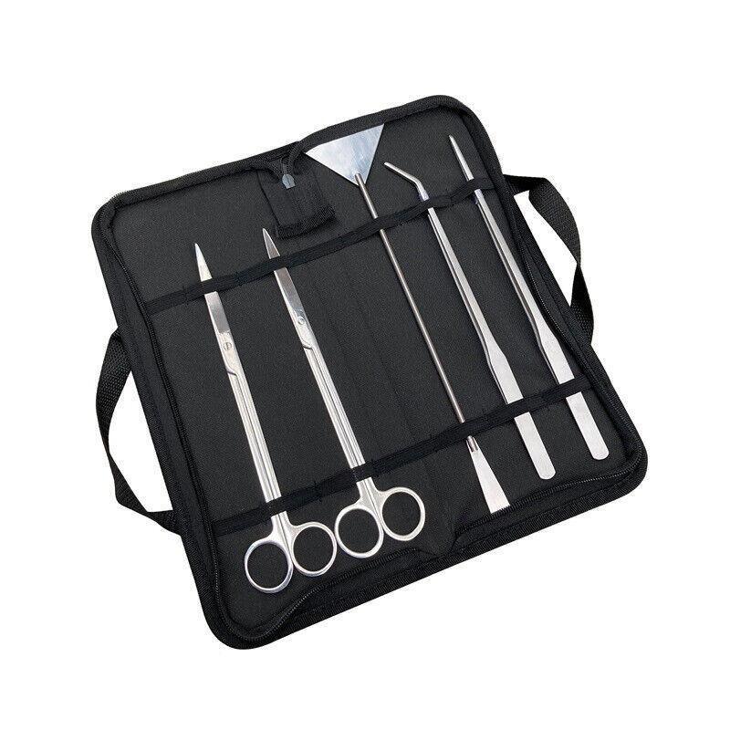 Stainless Steel Aquarium Tool Set Tweezers Scissors Spatula Kit 4 5 6PCS - 5PCS Tool + Bag